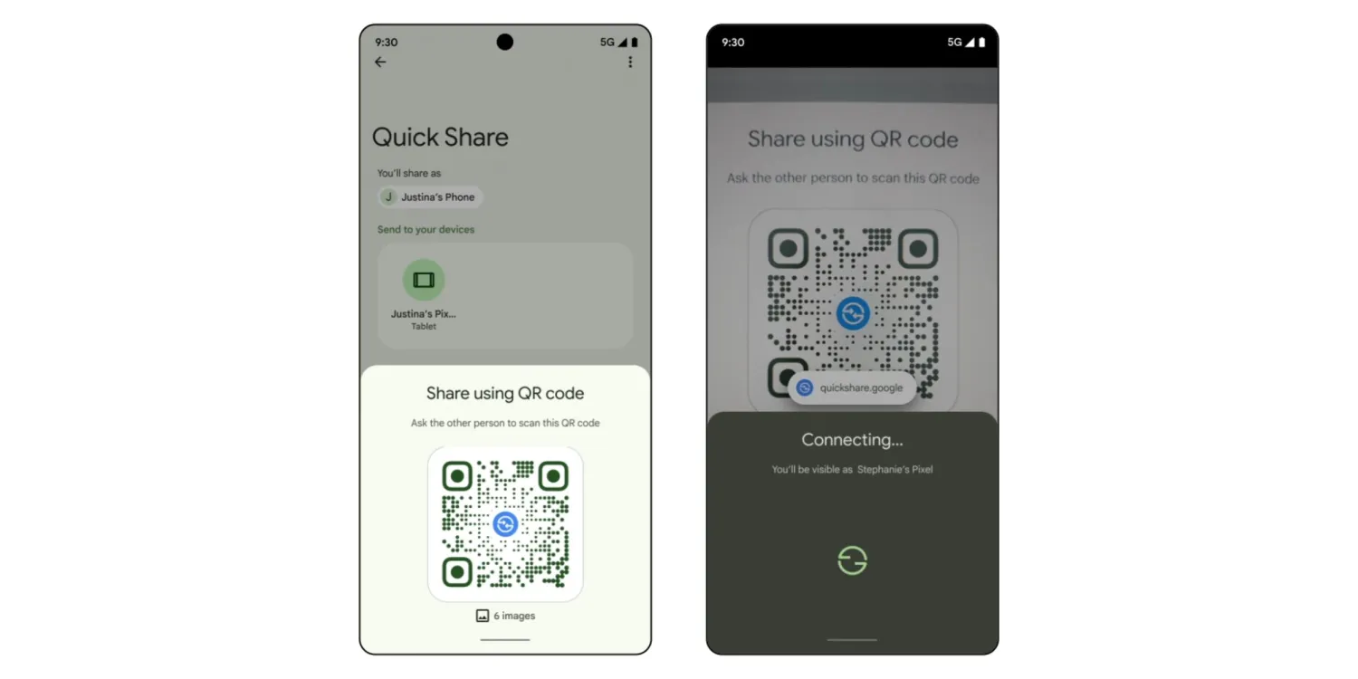 Quick Share aktualisiert die Schnittstelle: jetzt mit einem QR-Code zum einfachen Teilen