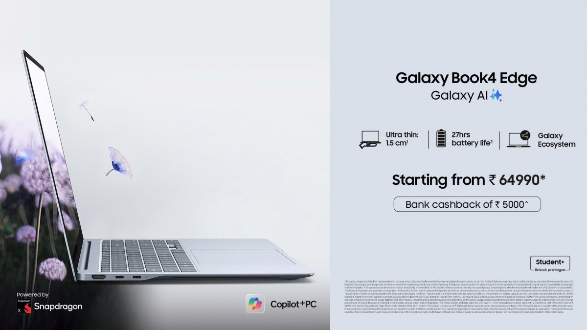 Samsung Galaxy Book4 Edge kommt mit leistungsstarkem Snapdragon X nach Indien Samsung Galaxy Book4 Edge mit Snapdragon X-Chip: bereits in Indien erhältlich