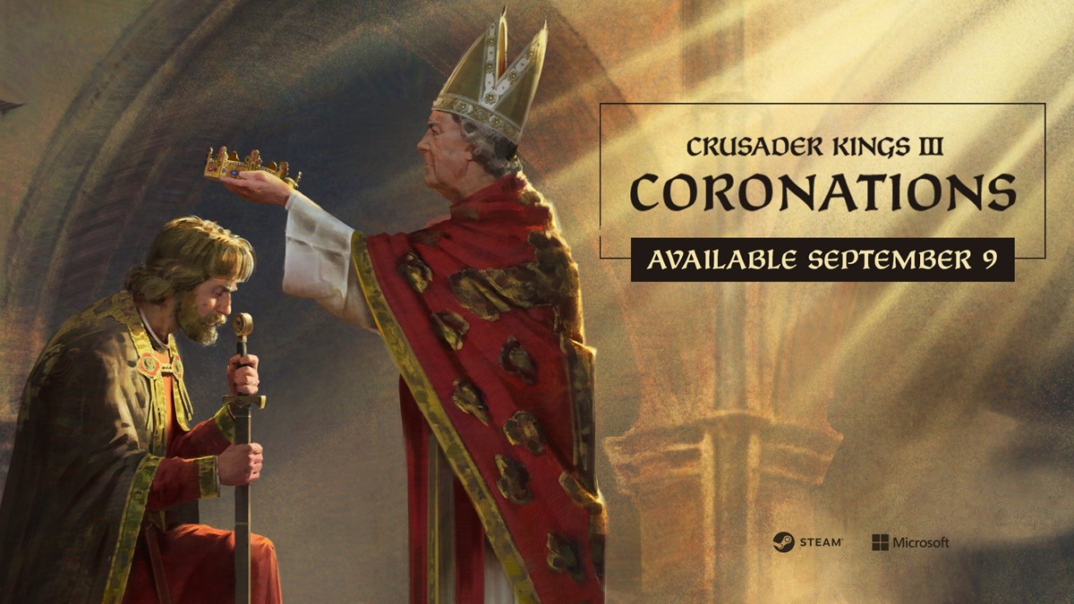 Tauchen Sie ein in eine Ära: entdecken Sie neue Facetten mit Crusader Kings III: Coronations Neues Plakat für Crusader Kings III: Coronations - die Geheimnisse der mittelalterlichen Krönungen