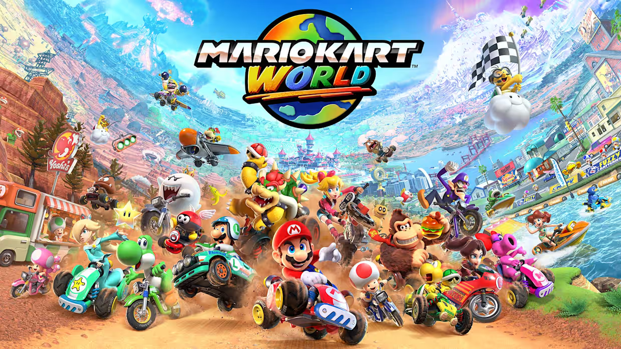 Erster Blick auf Mario Kart World: Analyse der Details des neuen Posters Beeindruckende Grafiken und bekannte Charaktere: Was bietet das Mario Kart World-Plakat?