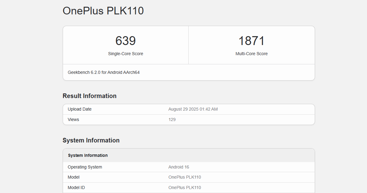 Laut der Geekbench-Datenbank wird das OnePlus 15 den Snapdragon 8 Elite 2 erhalten, aber es gibt einen Vorbehalt Laut der Geekbench-Datenbank wird das OnePlus 15 den Snapdragon 8 Elite 2 erhalten, aber es gibt einen Vorbehalt