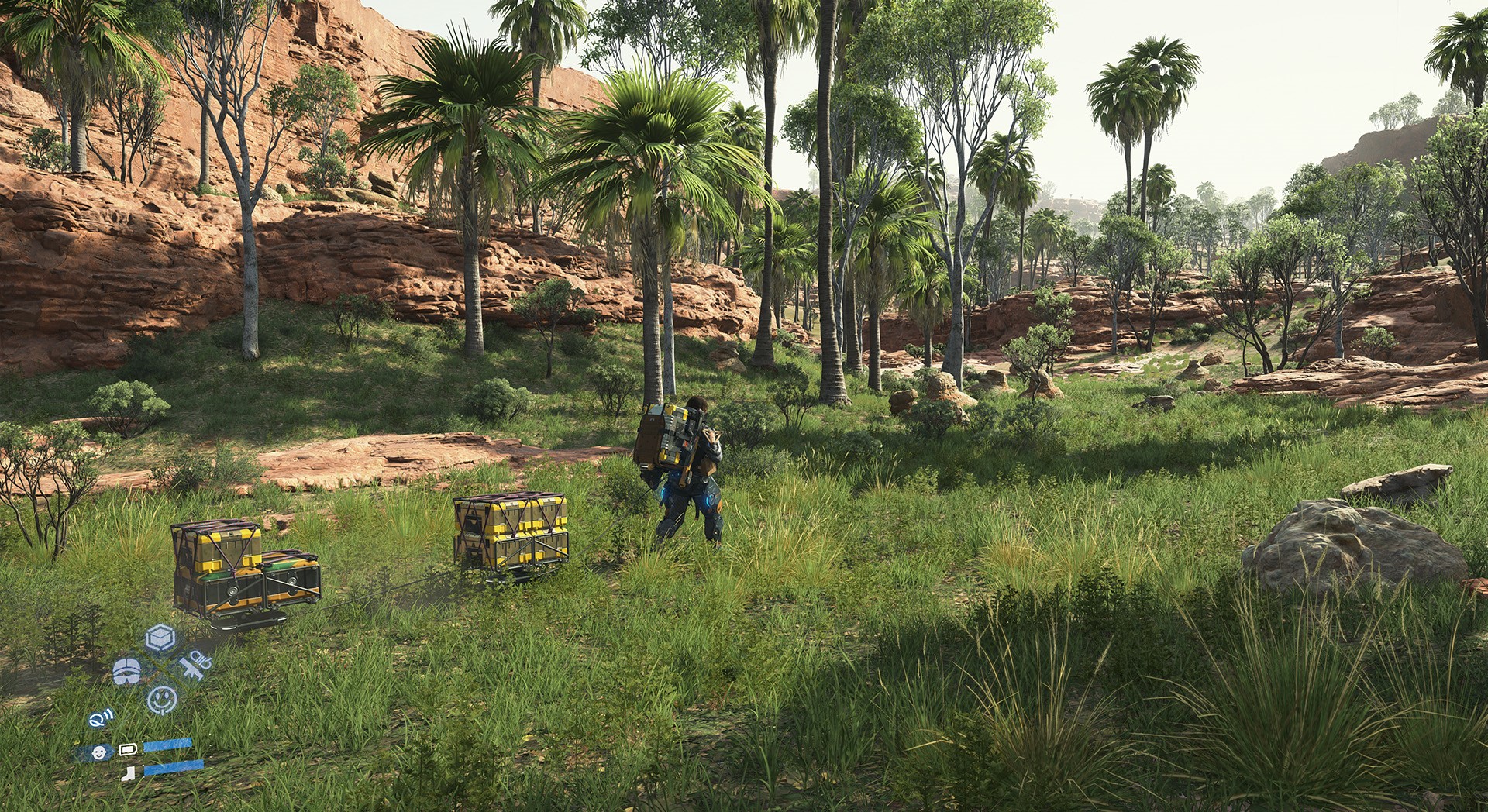 Landschaft aus Death Stranding 2, die eine Vielzahl natürlicher Bedingungen zeigt