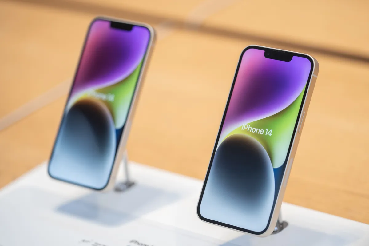 iPhone 14 Das iPhone 14. Illustration von Bloomberg