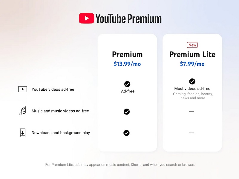 YouTube Premium Lite-Tarif YouTube Premium Lite-Tarif