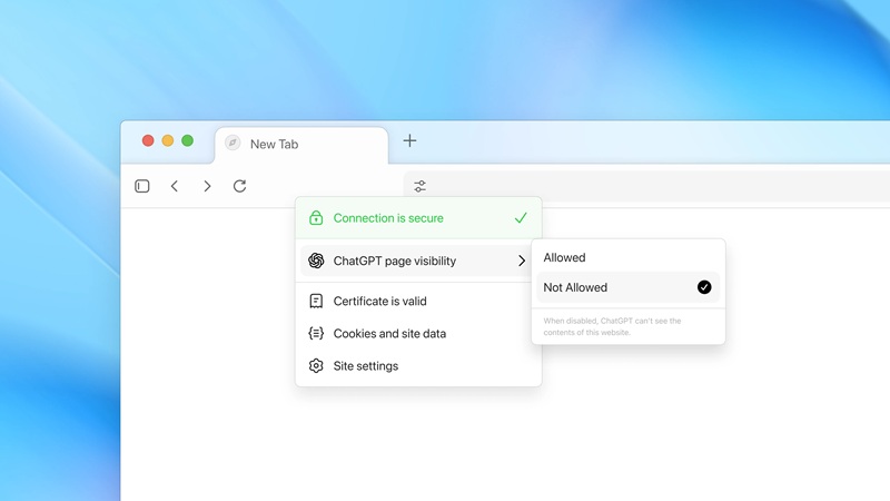 Interface of the new browser