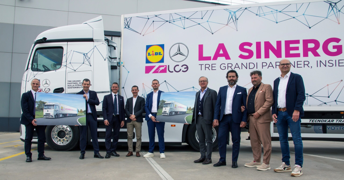 Mercedes-Benz eActros 600 für Lidl Italia Lidl Italia ist das erste Unternehmen in Italien mit einem vollelektrischen Mercedes-Benz eActros 600