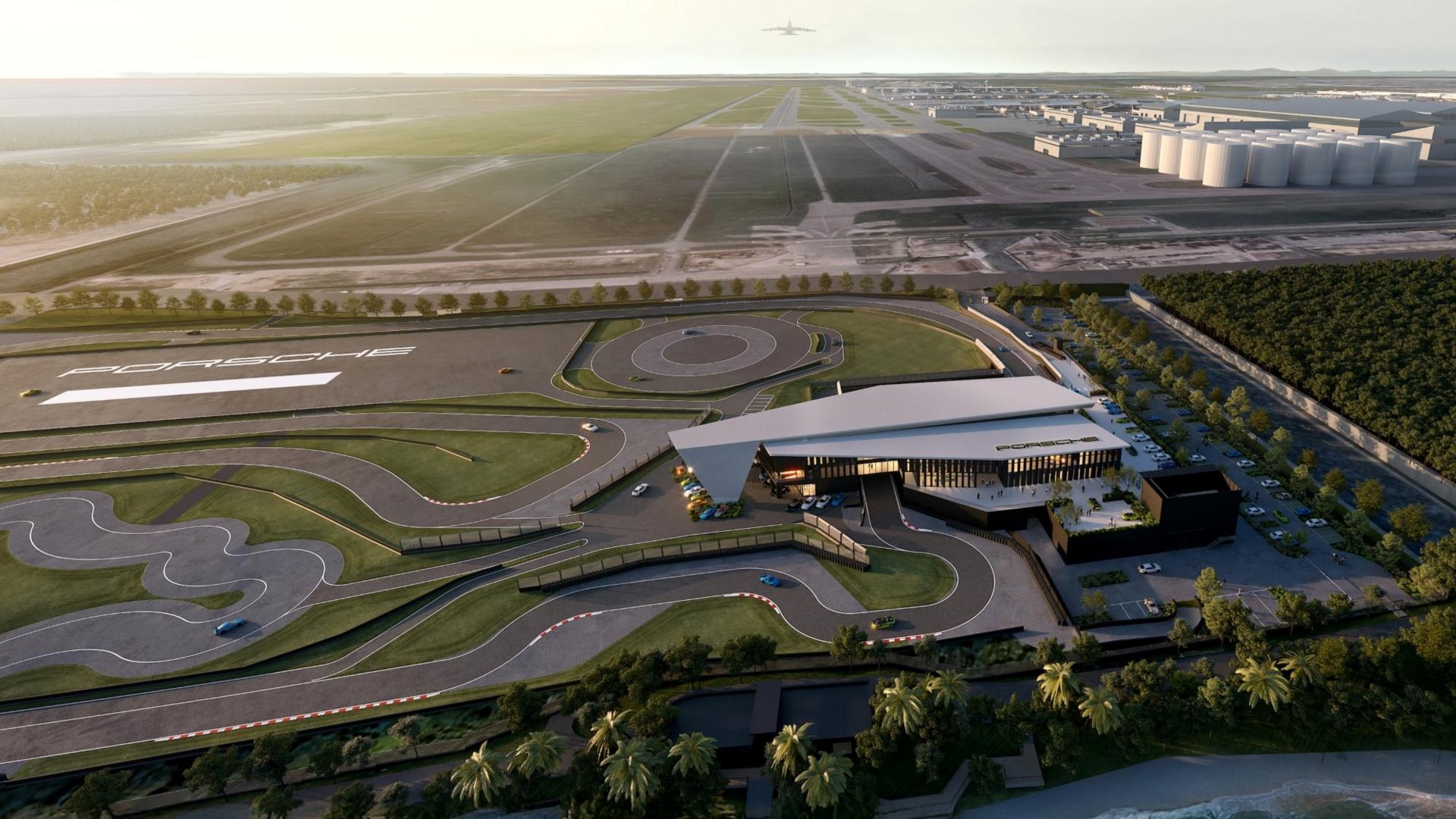 Innenraum des Porsche Experience Centers in Singapur