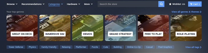 Aktualisiertes Steam 3-Shop-Menü Aktualisiertes Steam 3-Shop-Menü