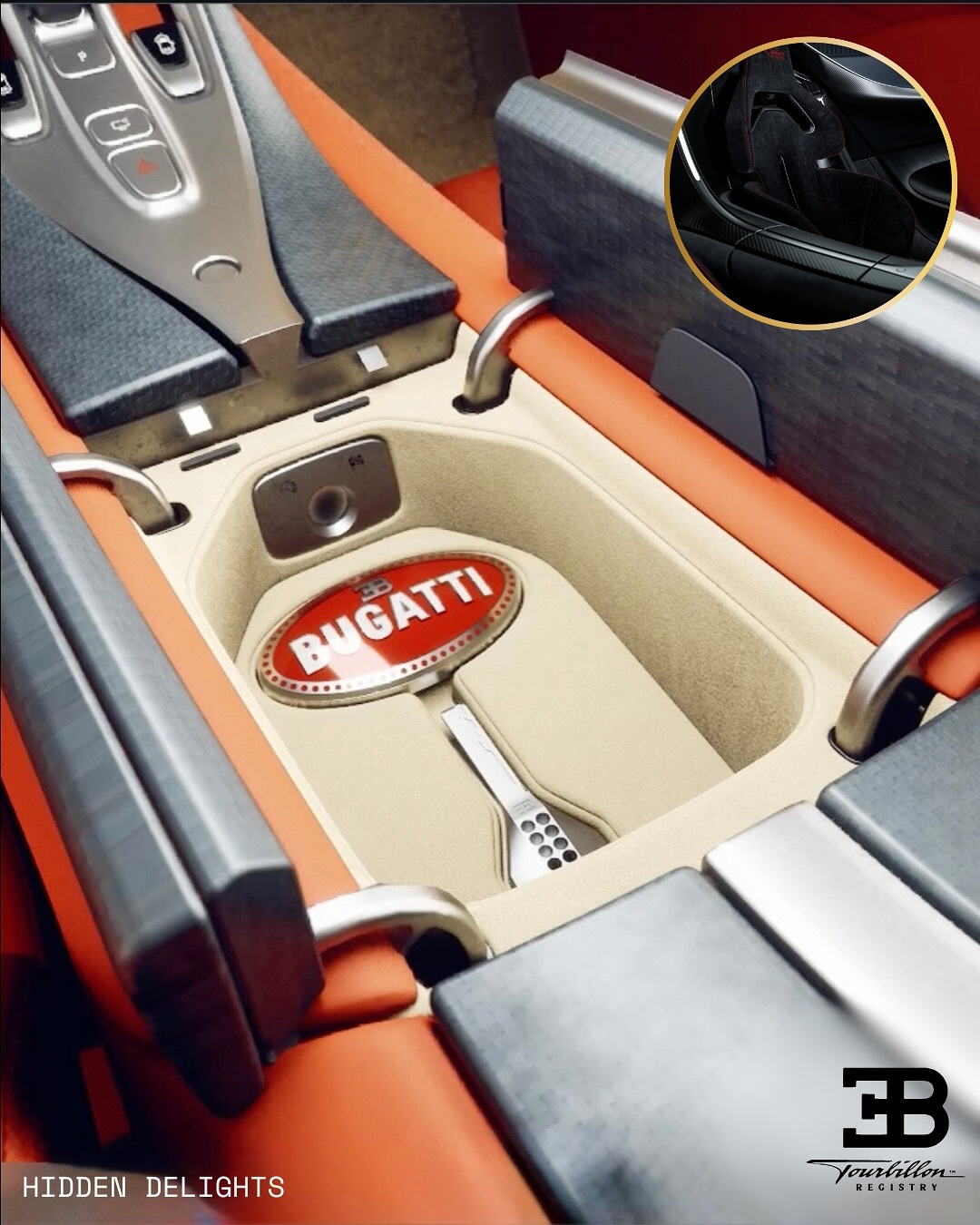 Inhalt der Mittelkonsole des Bugatti Tourbillon Inhalt der Mittelkonsole des Bugatti Tourbillon