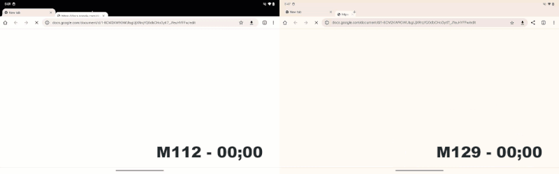Vergleich der Ladegeschwindigkeit von Webseiten in Chrome Version M112 und Chrome Version M129