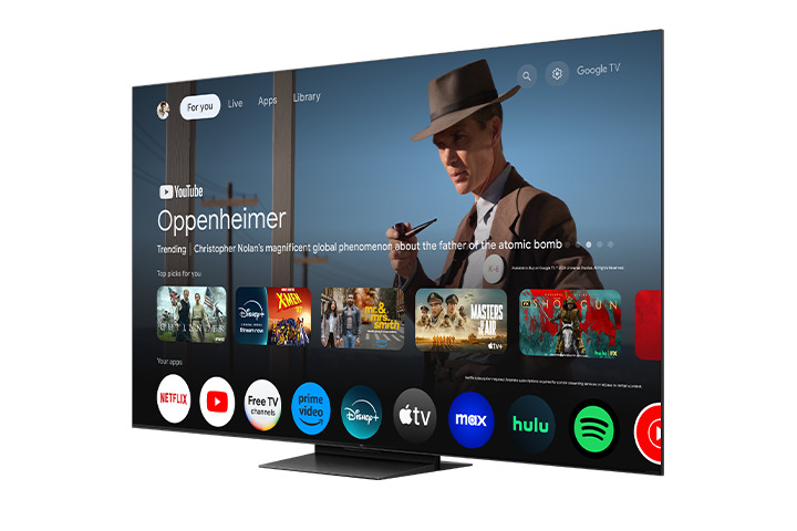 TCL QM7K Benutzeroberfläche von der Seite