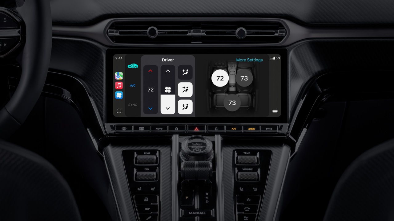 CarPlay Ultra Armaturenbrett mit Klimasteuerung CarPlay Ultra Armaturenbrett mit Klimasteuerung
