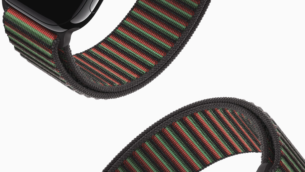 Schwarzes Unity Armband für die Apple Watch. Illustration: Apple