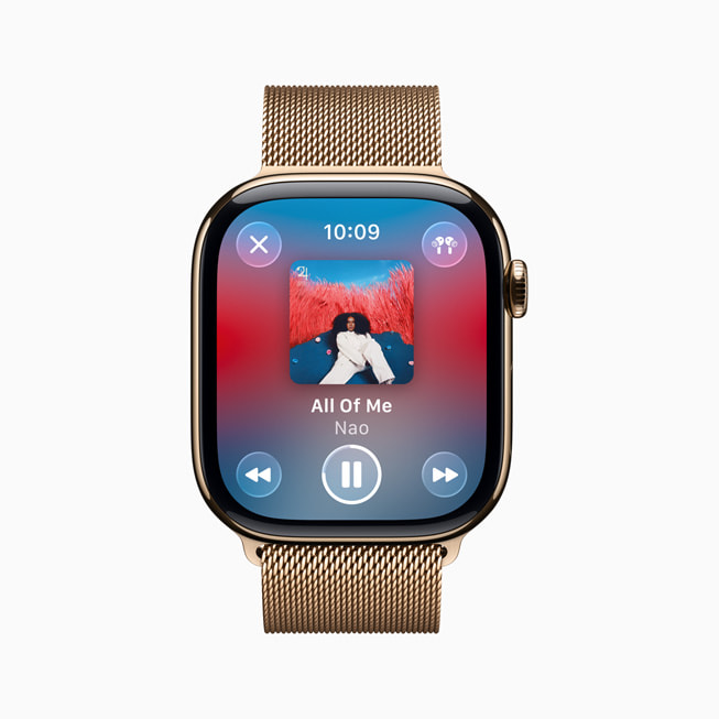 Aktualisiertes Now Playing-Design in watchOS 26 Aktualisiertes Now Playing-Design in watchOS 26