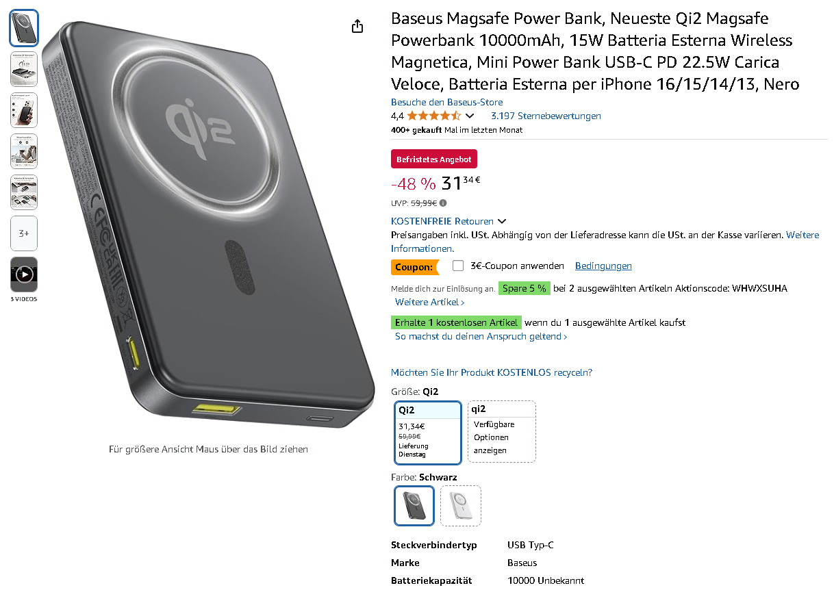 Baseus Magsafe Power Bank Screenshot der Baseus Magsafe Power Bank