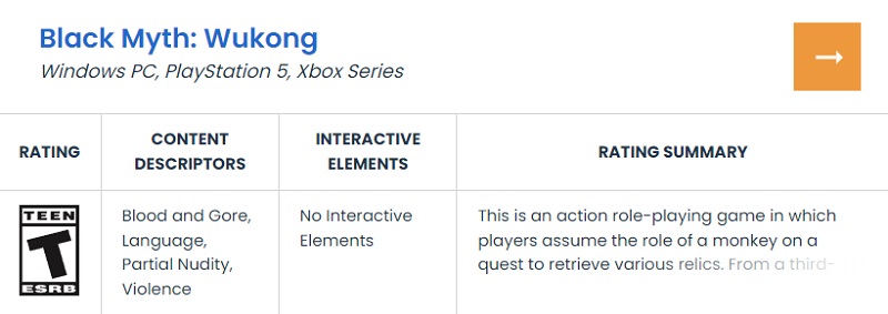 Es sieht so aus, als würde Black Myth: Wukong bald für Konsolen der Xbox-Serie erscheinen - darauf deutet die Altersfreigabe der ESRB hin-2 Es sieht so aus, als würde Black Myth: Wukong bald für Konsolen der Xbox-Serie erscheinen - darauf deutet die Altersfreigabe der ESRB hin-2