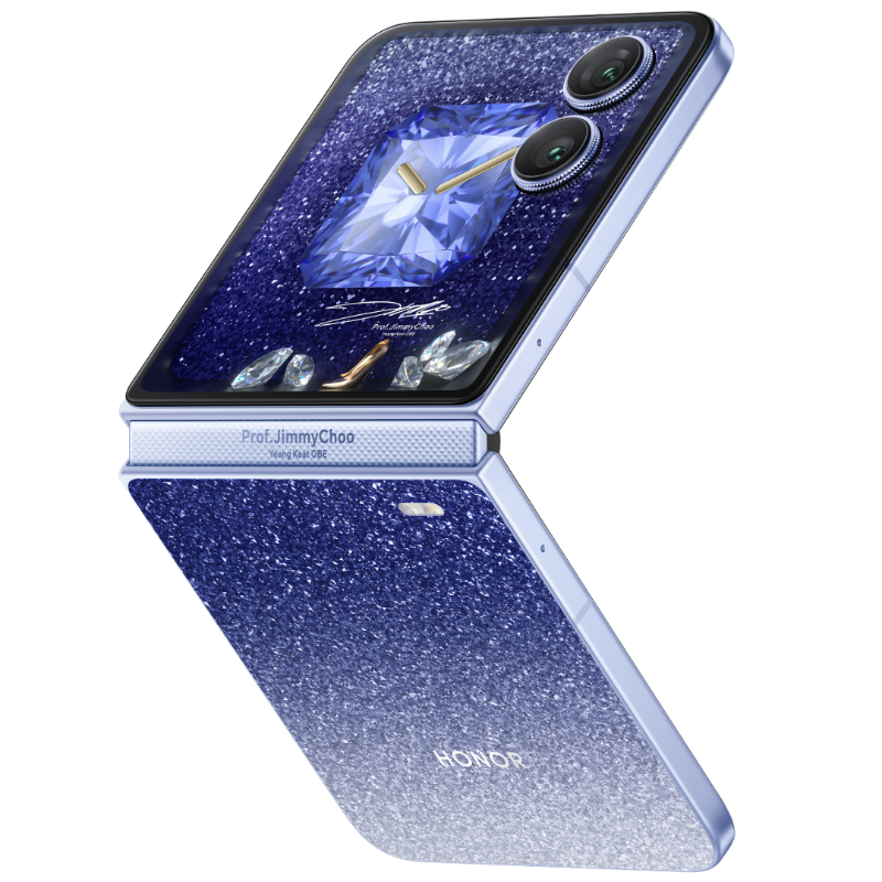 Design des Honor Magic V Flip 2 Smartphones in Jewel Blue Farbe