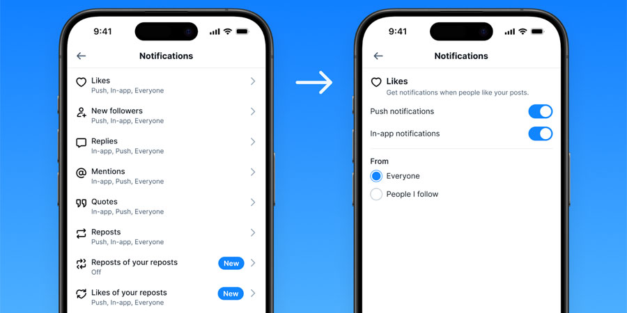 Personalisierung von Benachrichtigungen in Bluesky Personalisierung von Benachrichtigungen in Bluesky
