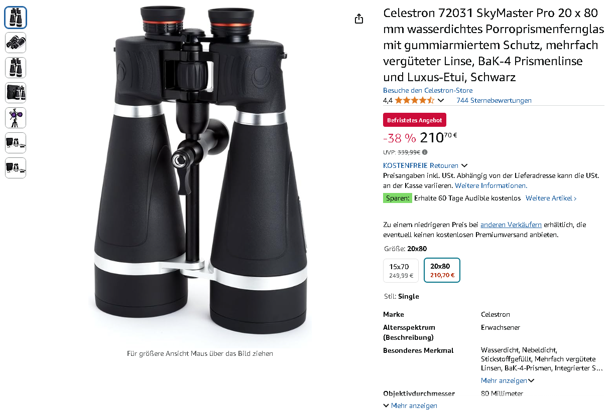 Celestron SkyMaster Pro 20x80 Fernglas Celestron SkyMaster Pro 20x80 Fernglas