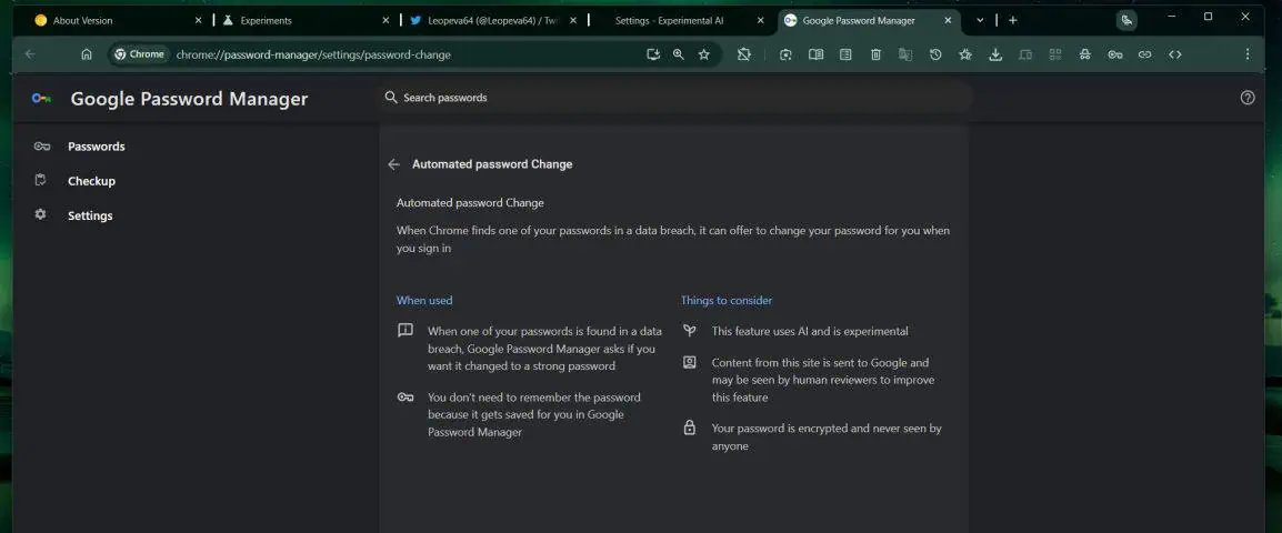 Screenshot der neuen Funktion zum Zurücksetzen des Passworts in Google Chrome Screenshot der neuen Funktion zum Zurücksetzen des Passworts in Google Chrome