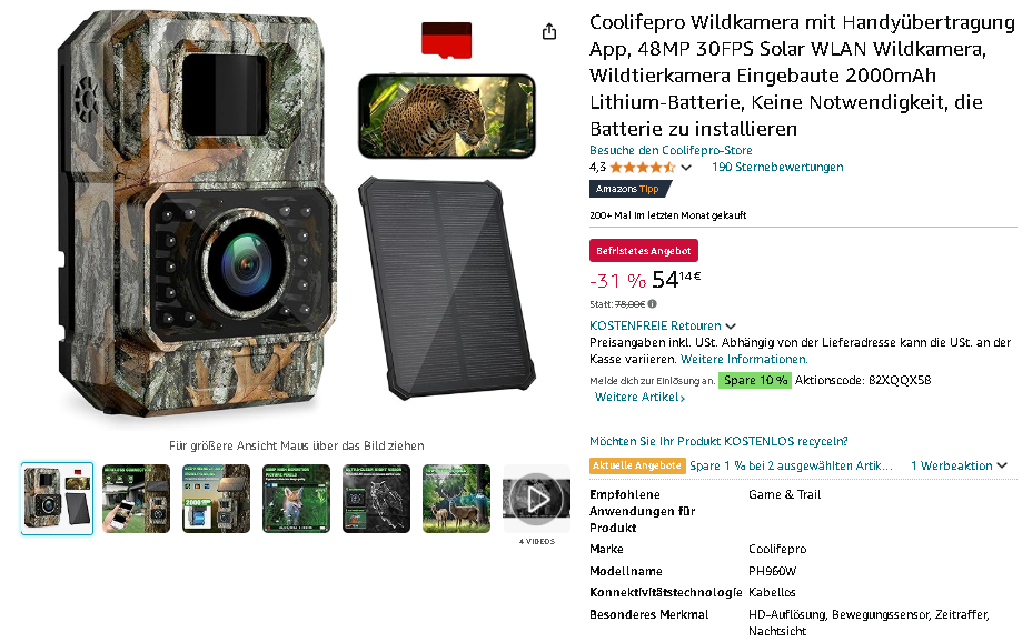 Coolifepro PH960W Wildkamera Screenshot Coolifepro PH960W Wildkamera Screenshot