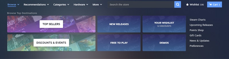 Aktualisiertes Steam 4-Shop-Menü Aktualisiertes Steam 4-Shop-Menü