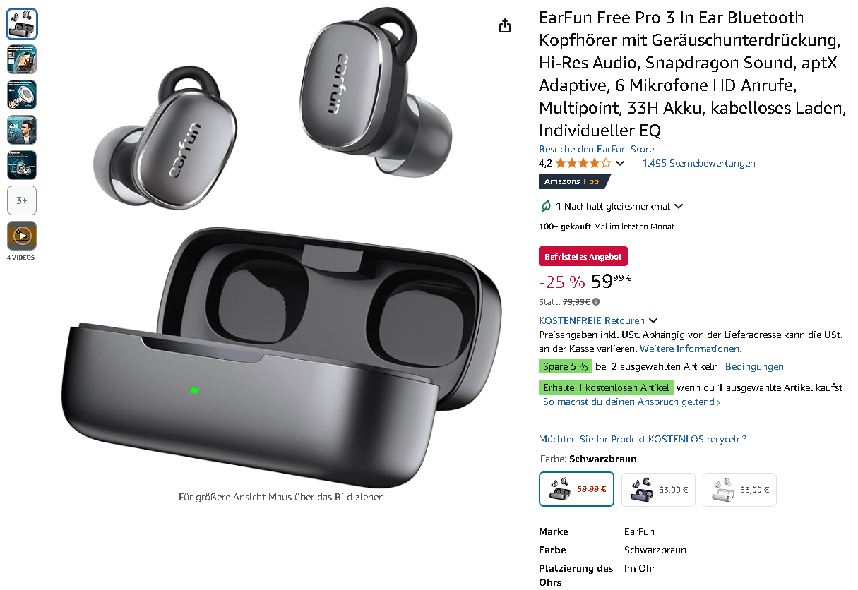 Screenshot der EarFun Free Pro 3 Screenshot der EarFun Free Pro 3