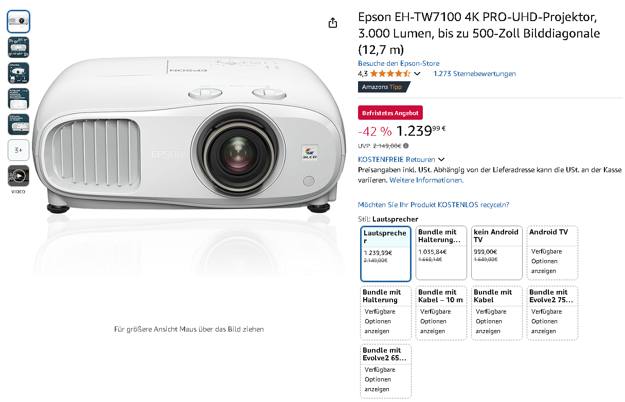 Epson EH-TW7100 Projektor Screenshot