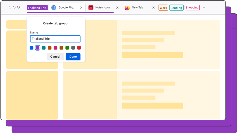 Neue Tab-Gruppierungsfunktion für Mozilla Firefox