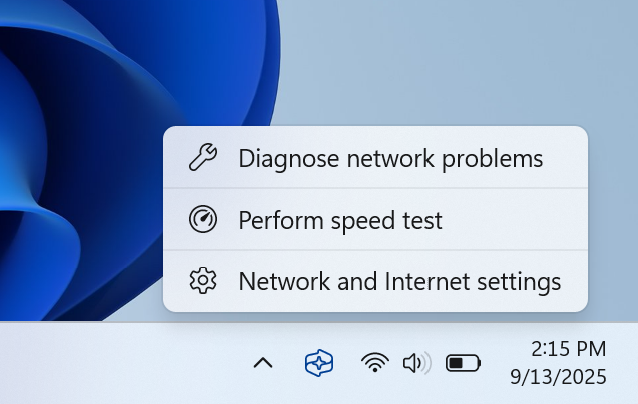 Windows 11 erhält einen integrierten Internetgeschwindigkeitsprüfer direkt von der Taskleiste-2 Windows 11 Wi-Fi Optionen Menü