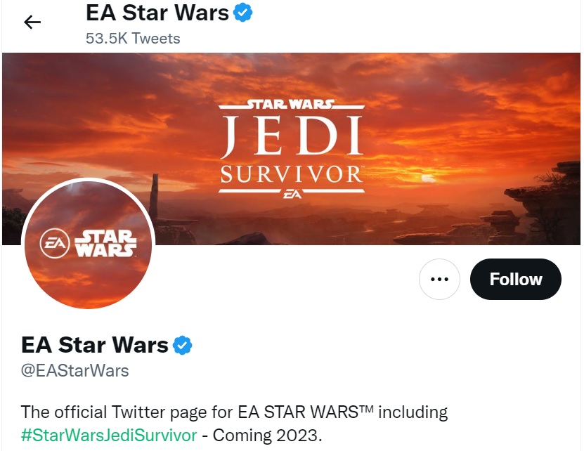 Electronic Arts bereitet sich auf die Präsentation von Star Wars Jedi: Survivor? Das Unternehmen hat das Design des offiziellen EA Star Wars Twitter-Accounts aktualisiert-2 Electronic Arts bereitet sich auf die Präsentation von Star Wars Jedi: Survivor? Das Unternehmen hat das Design des offiziellen EA Star Wars Twitter-Accounts aktualisiert-2