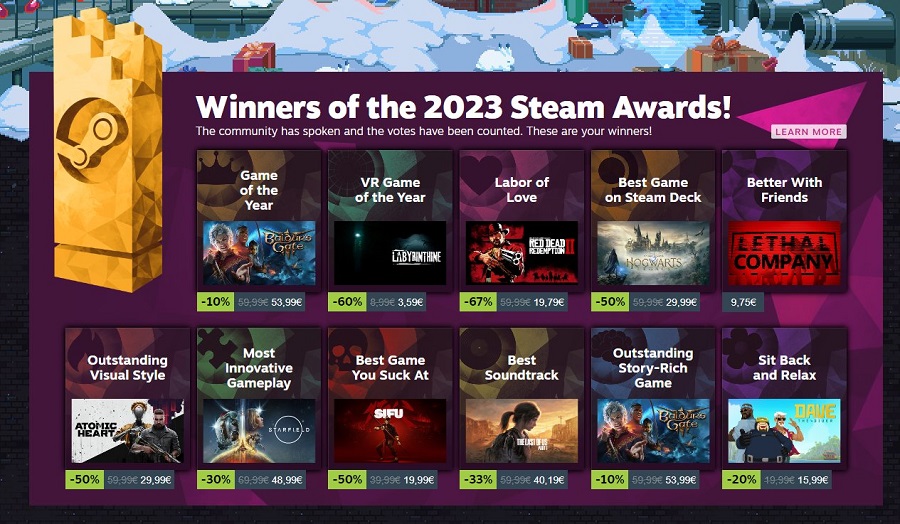 Die Gewinner der The Steam Awards 2023 stehen fest: Baldur's Gate III wurde von den Spielern zum besten Spiel des Jahres gewählt-2 Die Gewinner der The Steam Awards 2023 stehen fest: Baldur's Gate III wurde von den Spielern zum besten Spiel des Jahres gewählt-2
