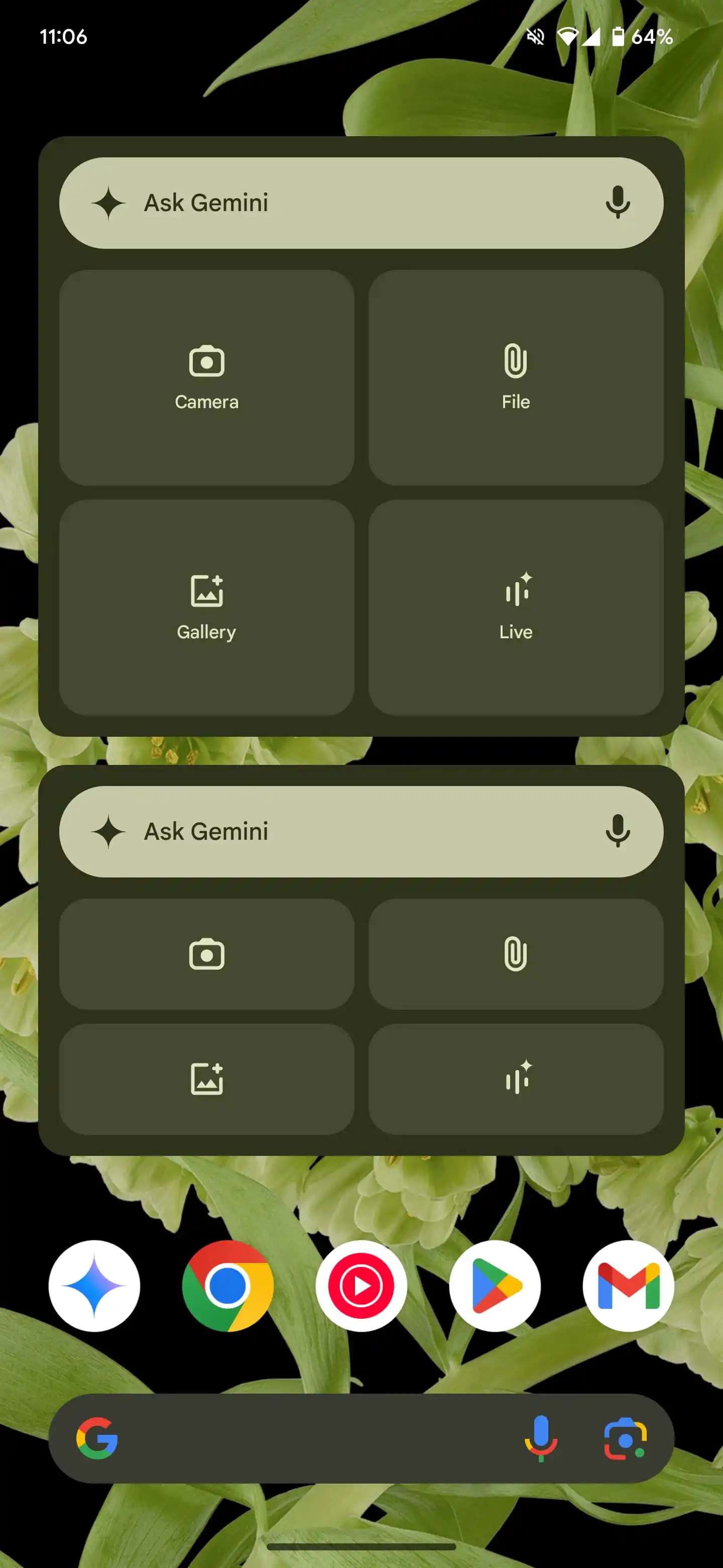 Gemini-Widget auf Android, Schnittstelle Gemini-Widget auf Android, Schnittstelle