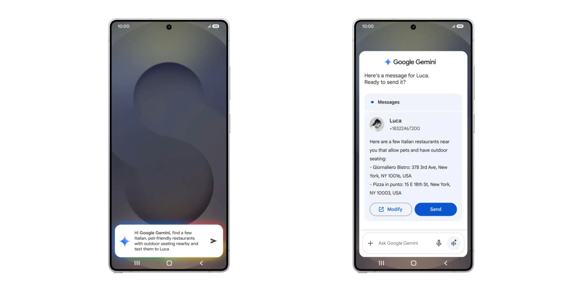 Startbildschirm der Gemini-App für Galaxy S25