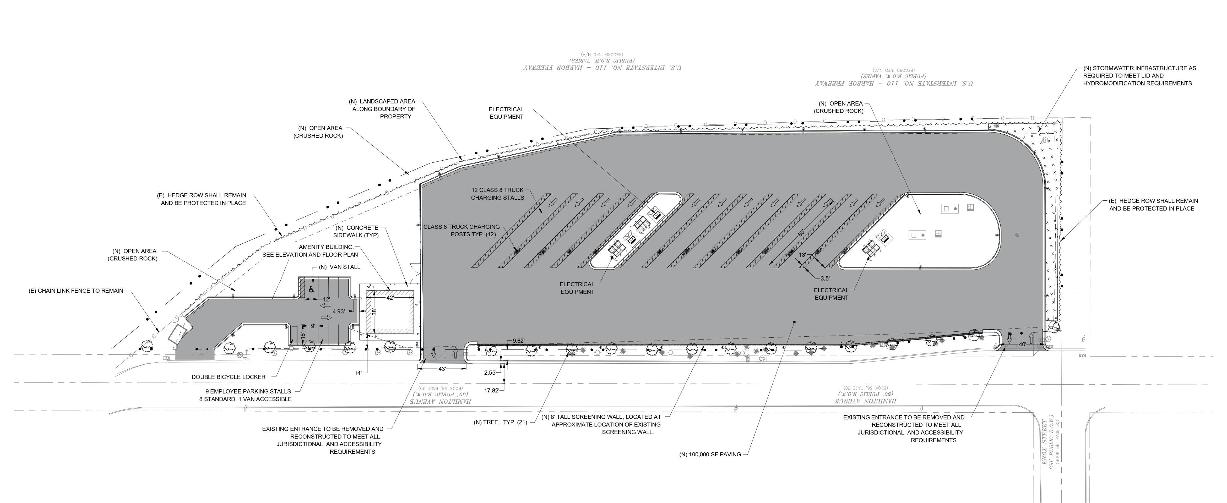 Plan der öffentlichen Tesla Megacharger-Station Plan der öffentlichen Tesla Megacharger-Station