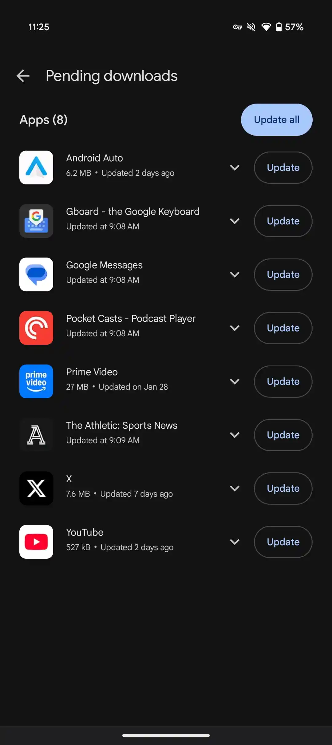 Bereits aktualisierte Apps werden als nicht aktualisiert angezeigt. Abbildung: 9to5Google