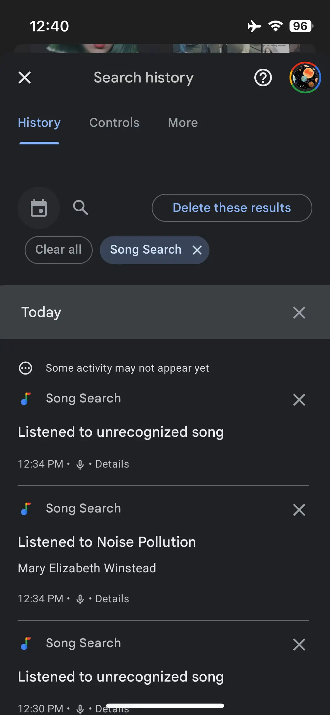Song-Suchverlauf bei Google für iOS Song-Suchverlauf bei Google für iOS