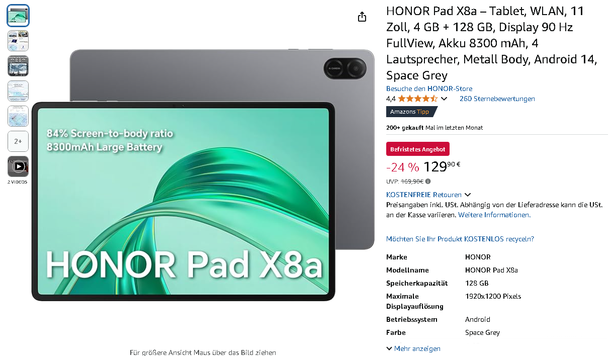 Screenshot der HONOR Pad X8a Screenshot der HONOR Pad X8a