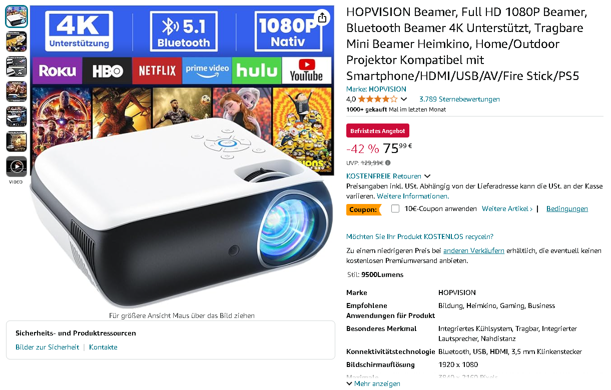 HOPVISION Mini Beamer Screenshot Screenshot der HOPVISION Mini Beamer