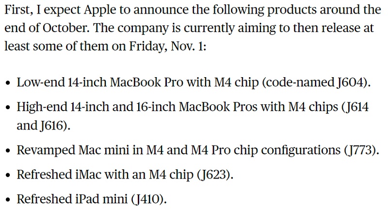 Insider verrät, wann Apple neue MacBook-Modelle mit M4-Chips und iPad mini 7 Modelle vorstellen wird-2 Insider verrät, wann Apple neue MacBook-Modelle mit M4-Chips und iPad mini 7 Modelle vorstellen wird-2