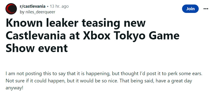 Ein Insider hat angedeutet, dass es in naher Zukunft eine interessante und unerwartete Ankündigung im Zusammenhang mit der Castlevania-Reihe geben wird. Vielleicht auf der Tokyo Game Show 2023?-2 Ein Insider hat angedeutet, dass es in naher Zukunft eine interessante und unerwartete Ankündigung im Zusammenhang mit der Castlevania-Reihe geben wird. Vielleicht auf der Tokyo Game Show 2023?-2