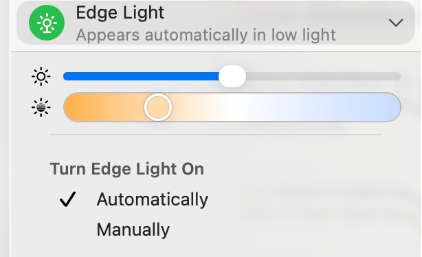Foto, das die Edge Light-Funktion auf macOS demonstriert