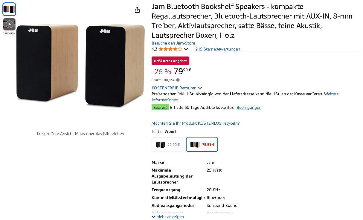 Screenshot der JAM Bookshelf Speakers Screenshot der JAM Bookshelf Speakers