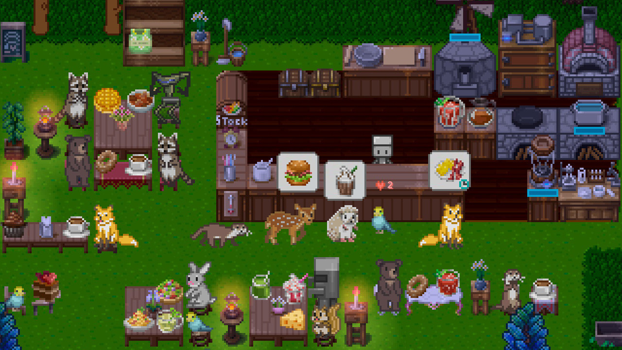 Ein Spieler bereitet ein Gericht im Spiel World End Diner zu Ein Spieler bereitet ein Gericht im Spiel World End Diner zu