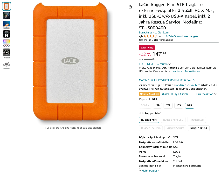 LaCie Rugged Mini 5TB LaCie Rugged Mini 5TB Screenshot