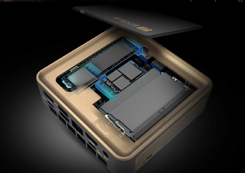 Elegantes Schwarz-Gold-Stil-Gehäuse des Mini-PC