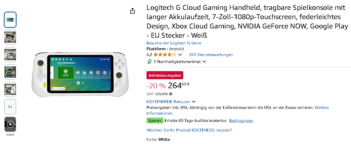 Screenshot der Logitech G Cloud Screenshot der Logitech G Cloud