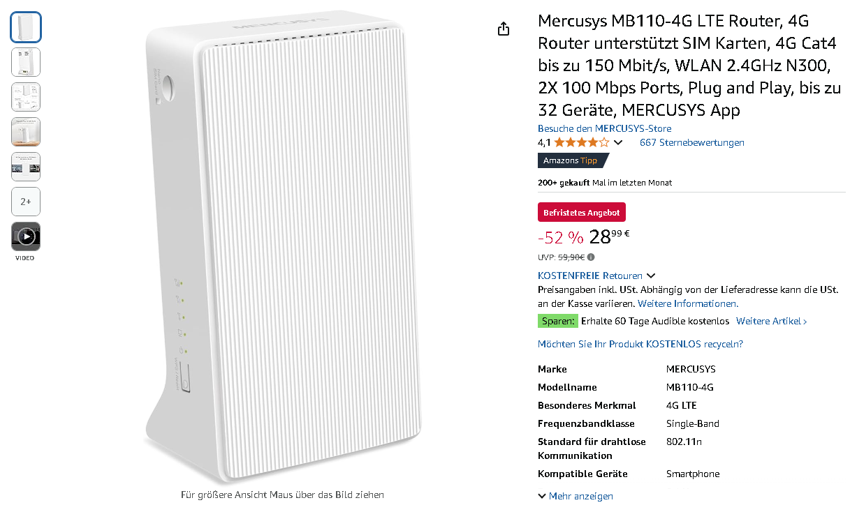 Mercusys MB110-4G LTE Router