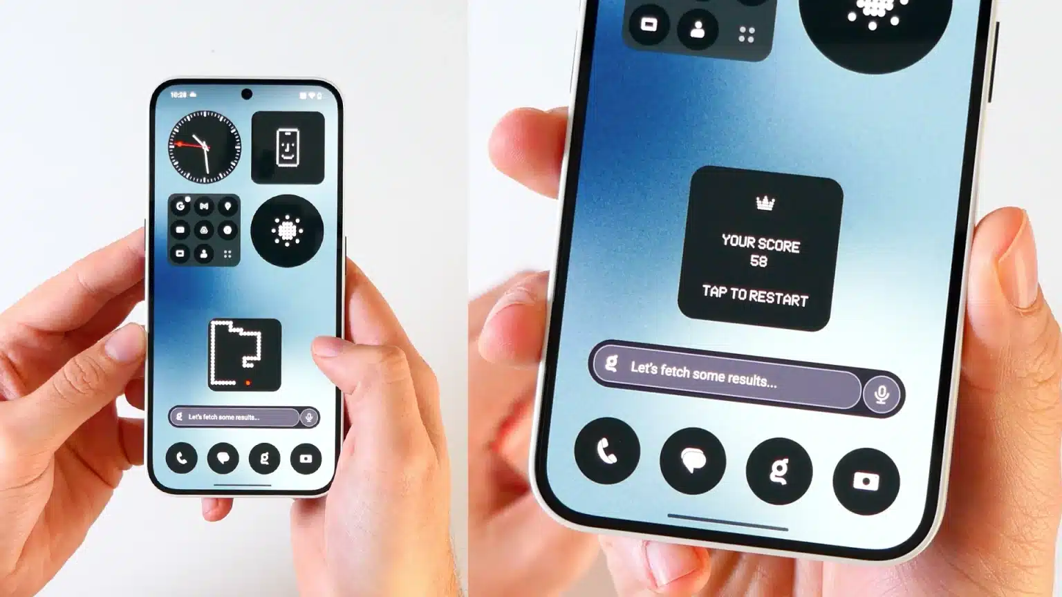 Spielablauf in Snake Gameplay im neuen Snake-Widget der Nothing Community Widgets App