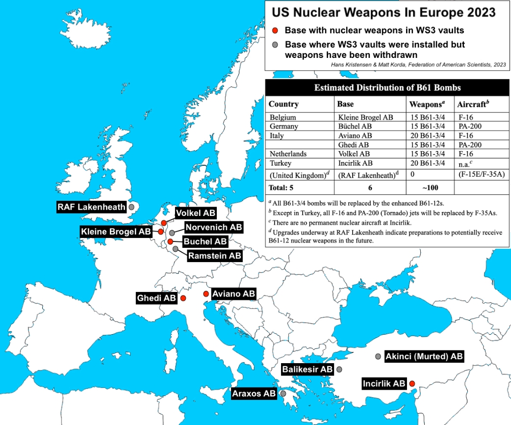 Luftwaffenstützpunkte in Europa mit US-Atomwaffen